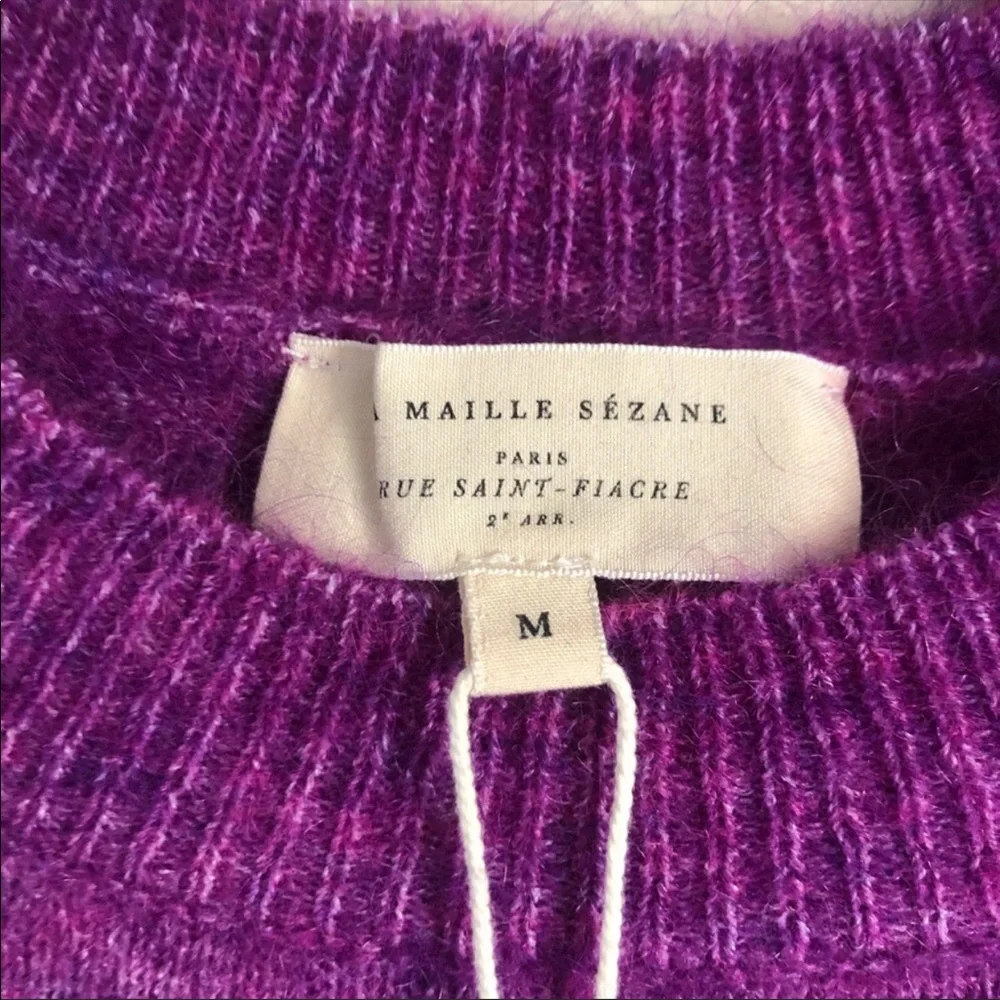 SOLD Sézane Mindy Jumper in Flecked Violet with Ruffle Sleeves - Picture 10 of 10